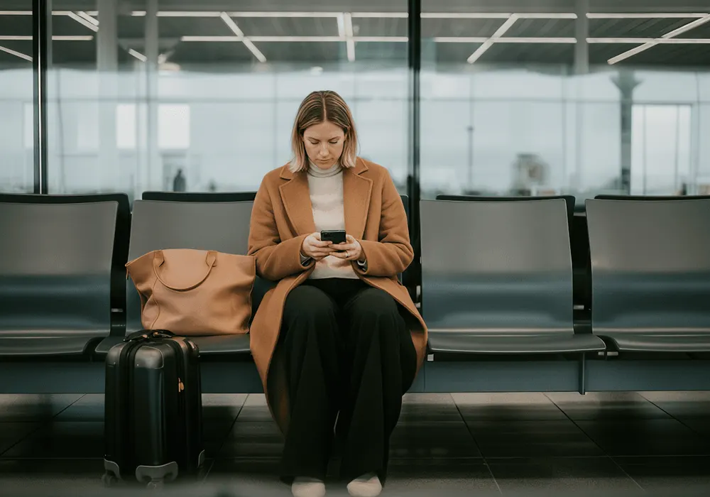 Traveller waiting at an airport